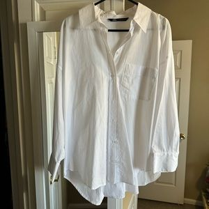 Zara White Button Top